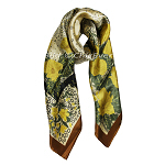 Seidentuch, Damentuch Seide, 105x105cm, braun, gelb, grün